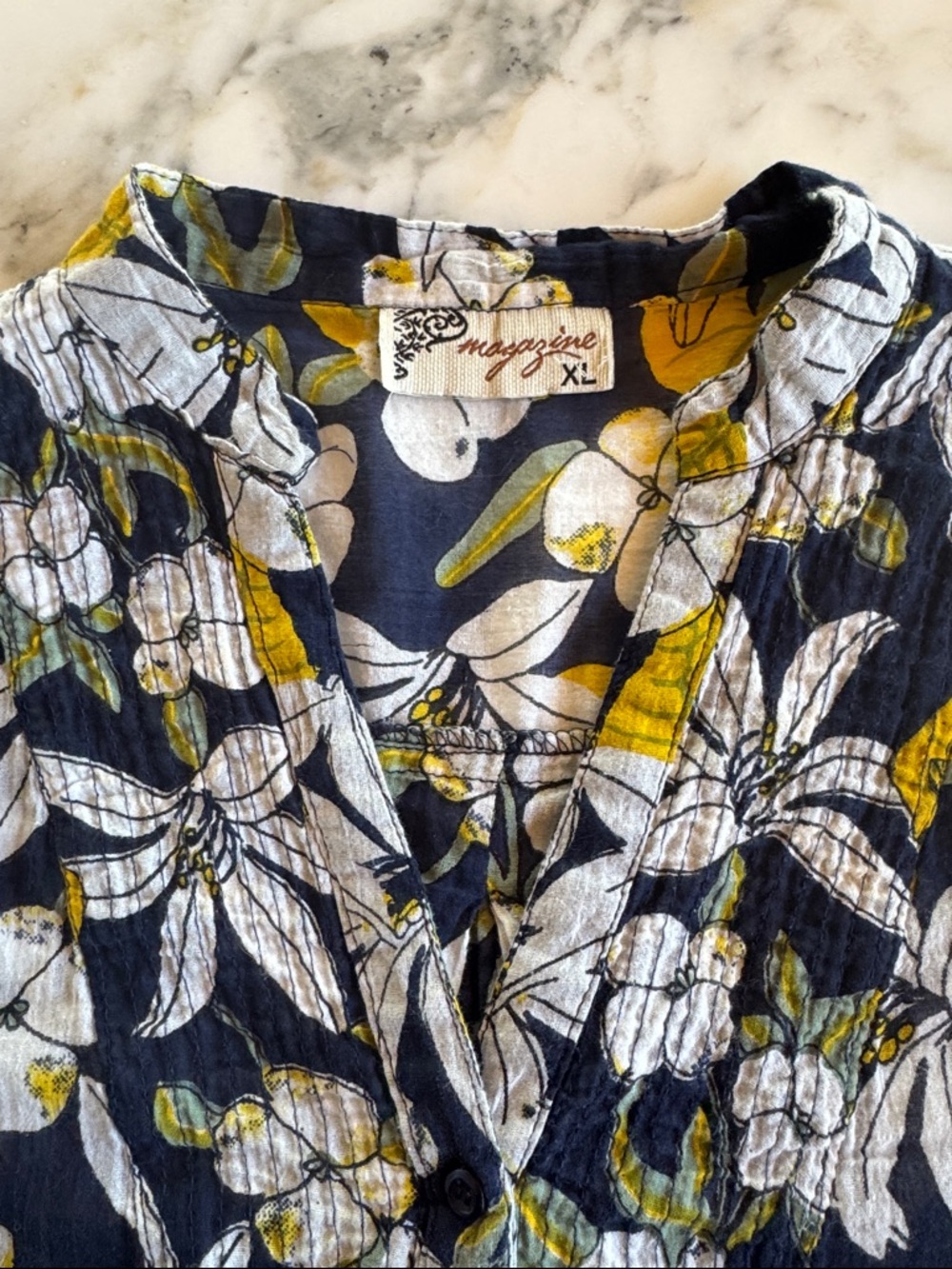 Magazine Floral Tunic Top 100% Cotton with 3/4 Sleeve Top Women’s XL - Picture 6 of 13